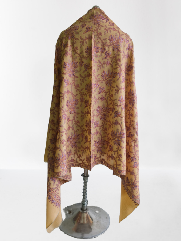 Beautiful Yellow & Pink Design Kani Shawl