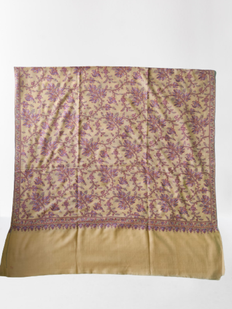 Beautiful Yellow & Pink Design Kani Shawl