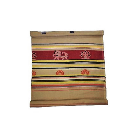 Beige Extra Weft Handwoven Single Bed Cover