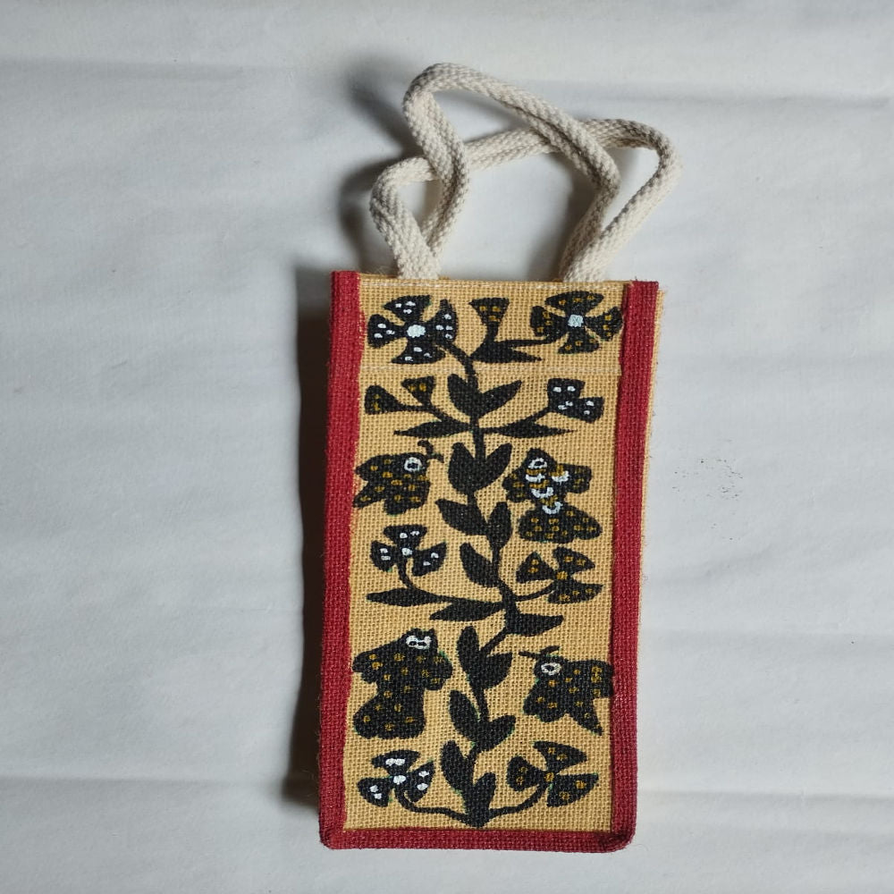 Yellow & White Giraffe Khovar Jute Bag