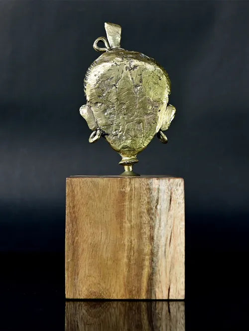 Bengal Dokra Adivasi Bust on wooden pedestal - 1