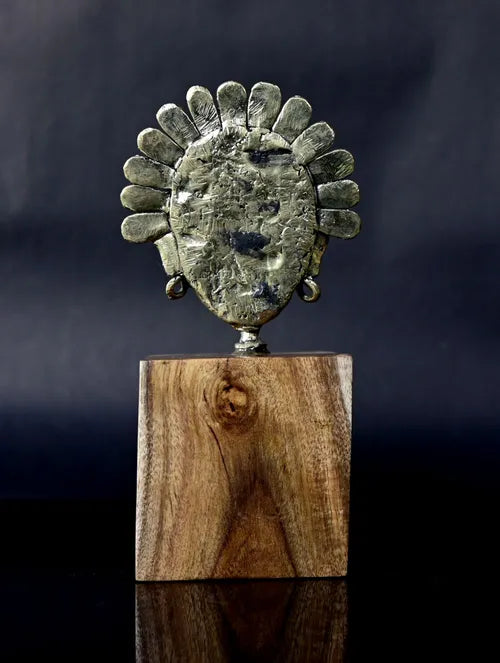 Bengal Dokra Adivasi Bust on wooden pedestal - 2