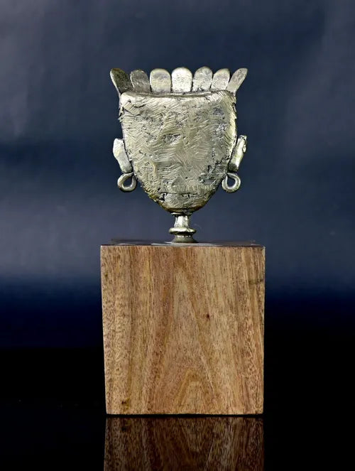 Bengal Dokra Adivasi Bust on Wooden Pedestal - 3