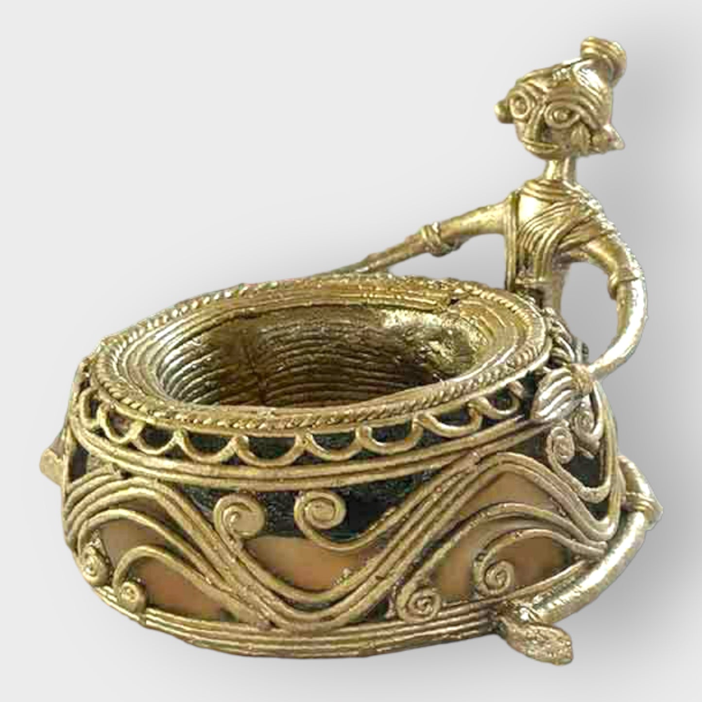 Bengal Dokra Brass Lady Candle Holder
