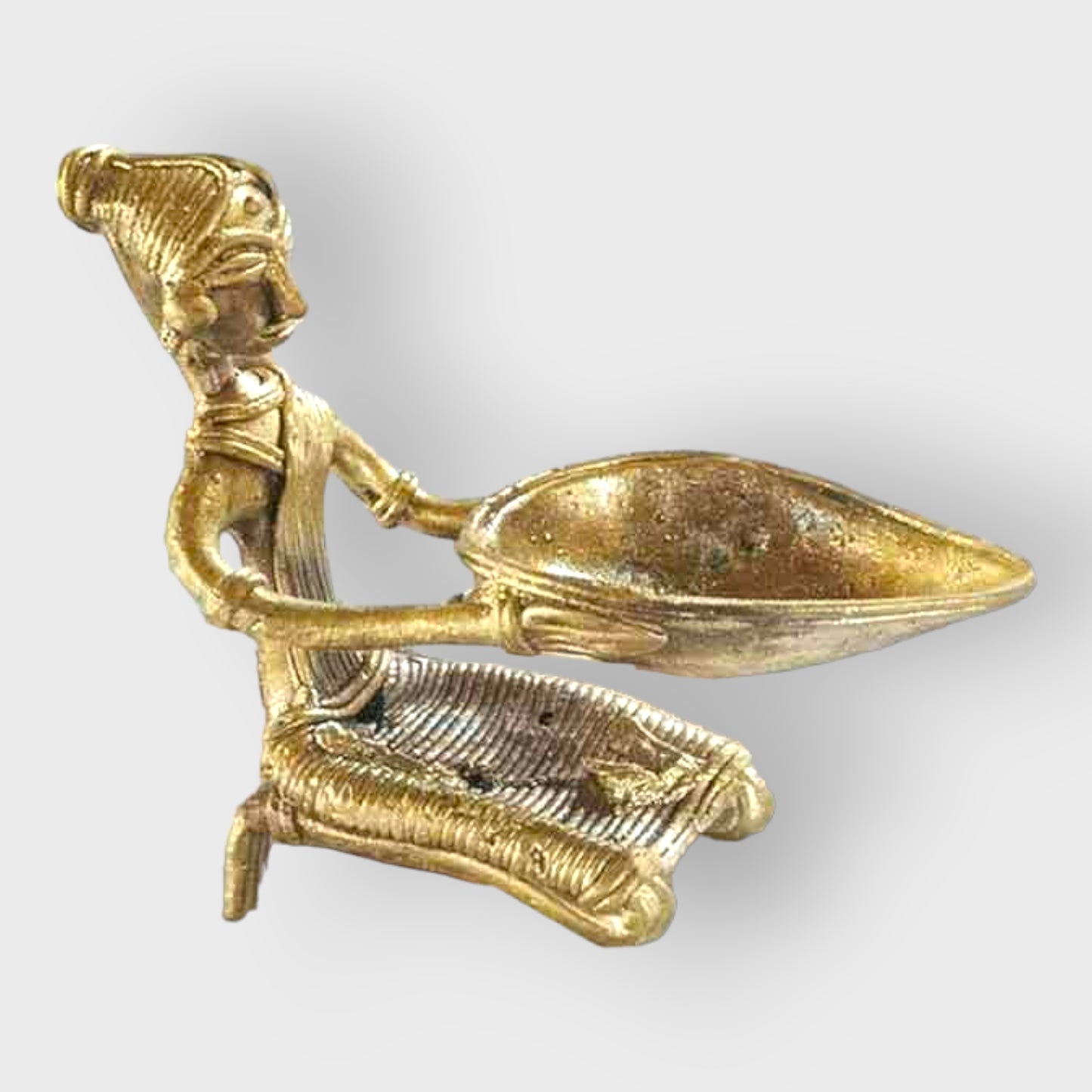 Bengal Dokra Brass Lady Oil Lamp