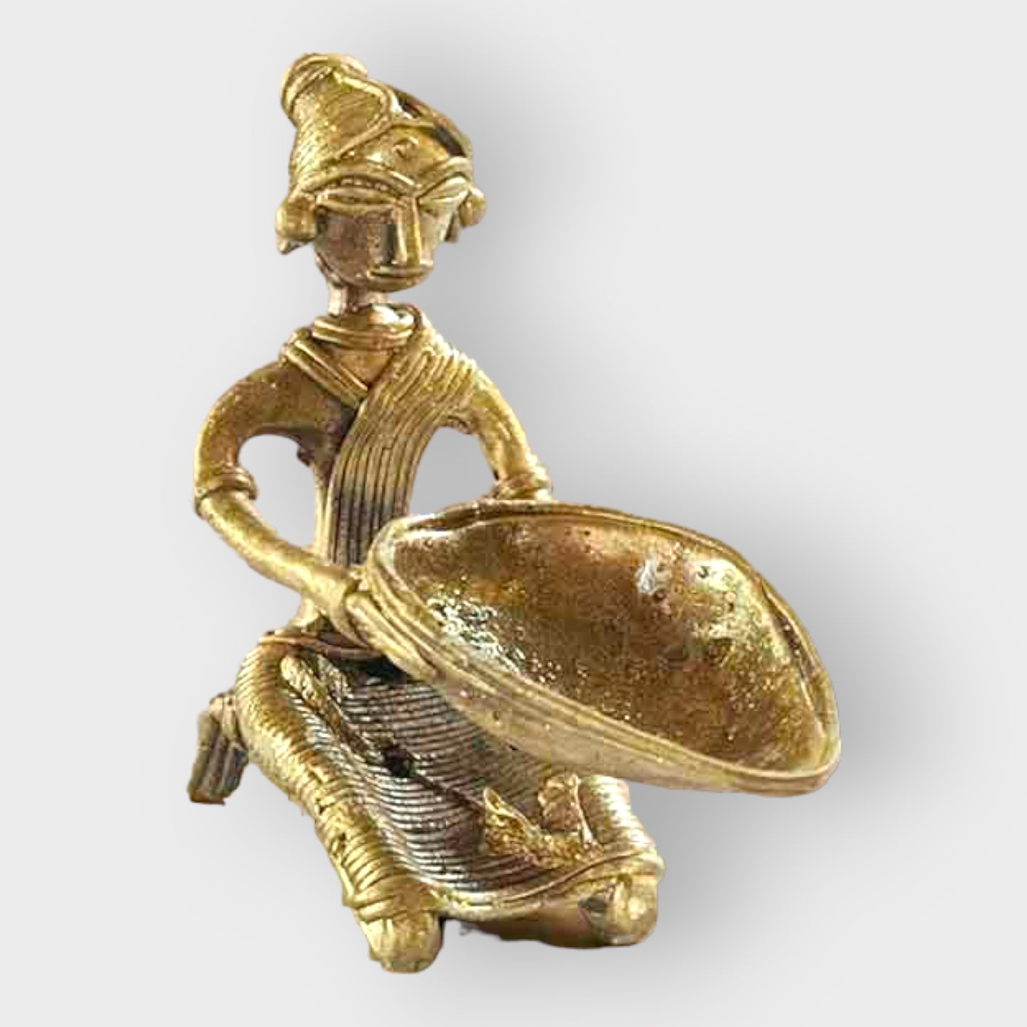 Bengal Dokra Brass Lady Oil Lamp