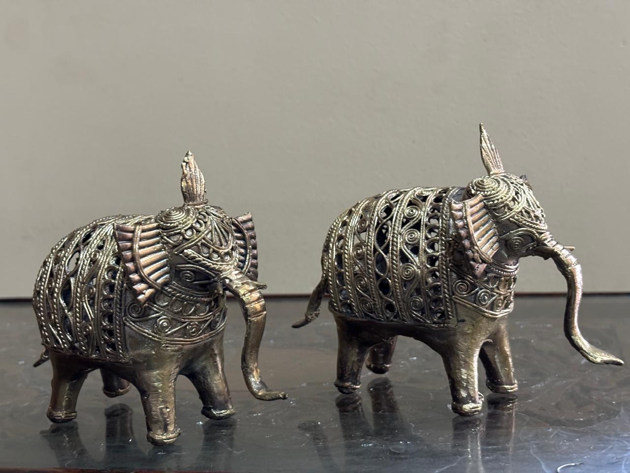 Bengal Dokra Brass Set of 2 Elephants