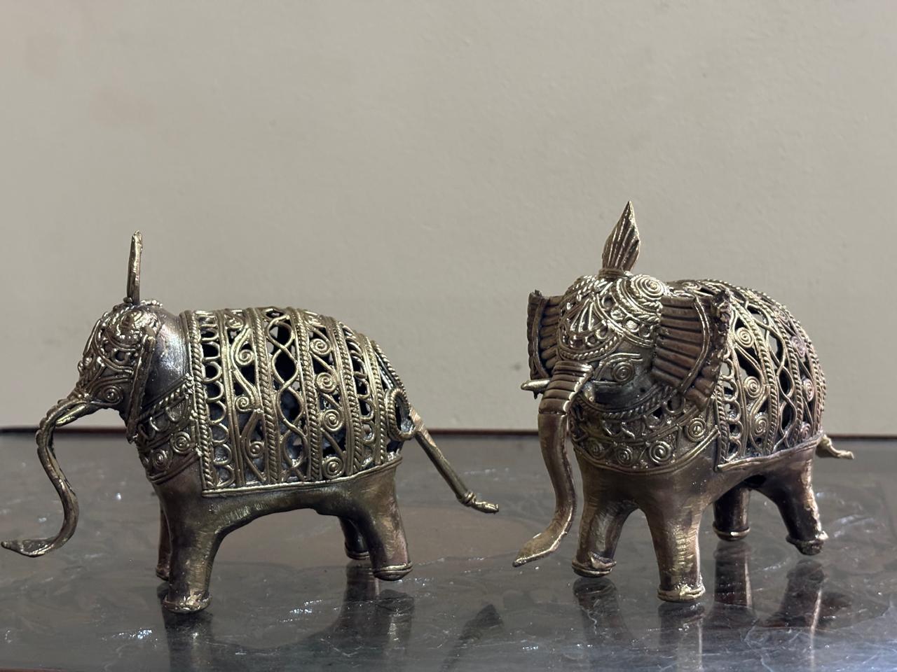 Bengal Dokra Brass Set of 2 Elephants