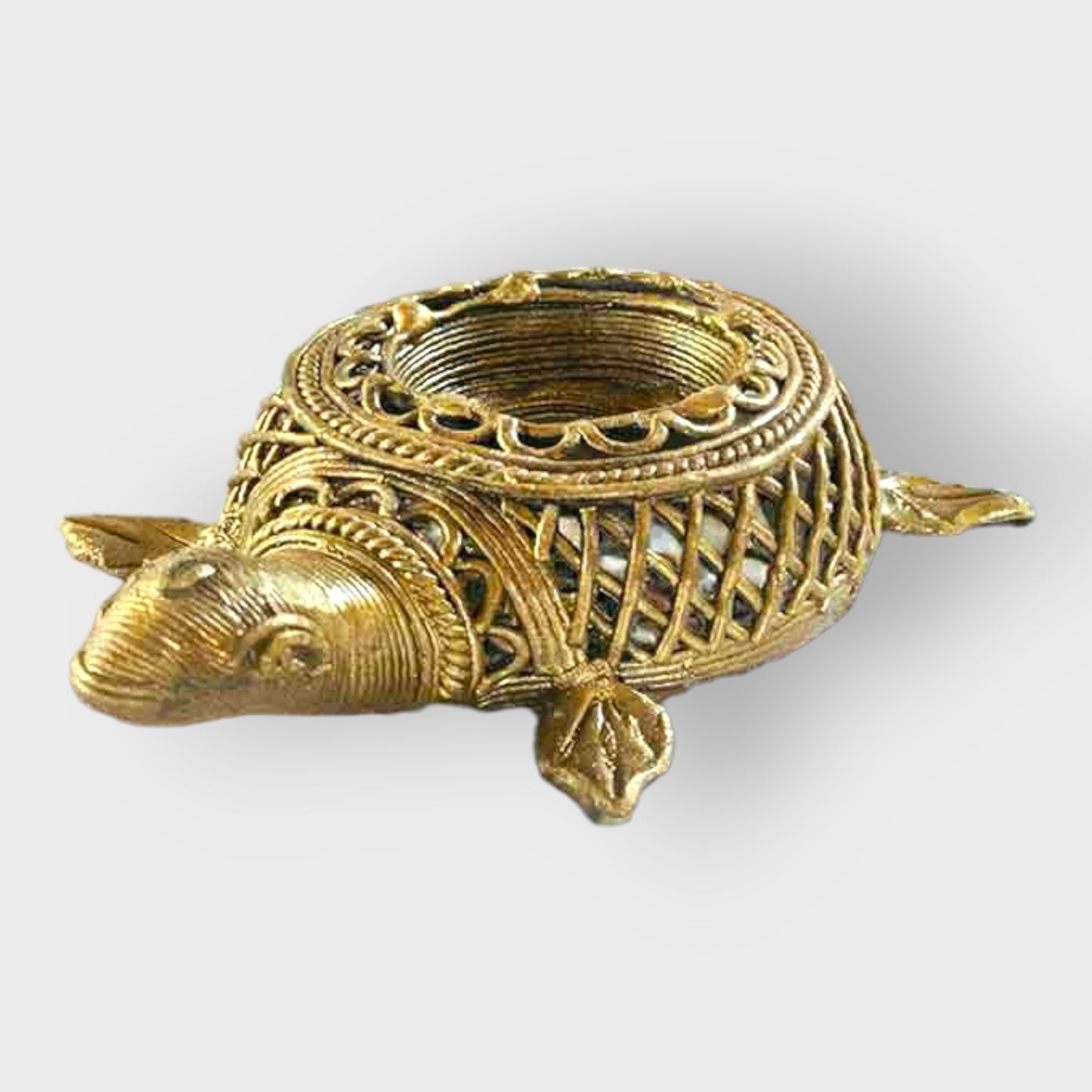 Bengal Dokra Brass Tortoise Candle Holder