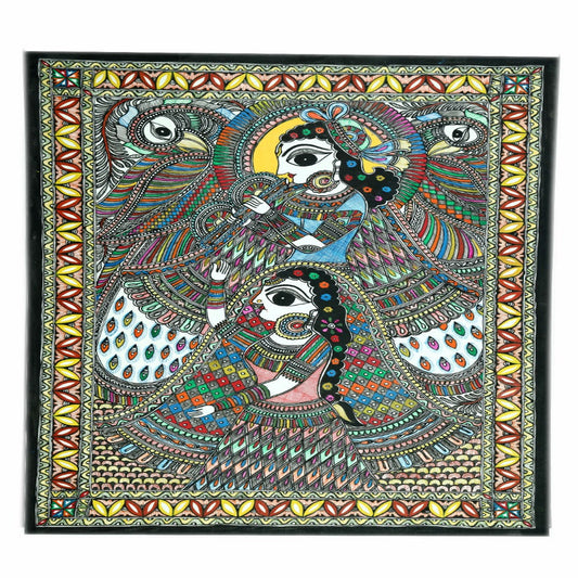 Beyond Love Radha Krishna Madhubani Painting