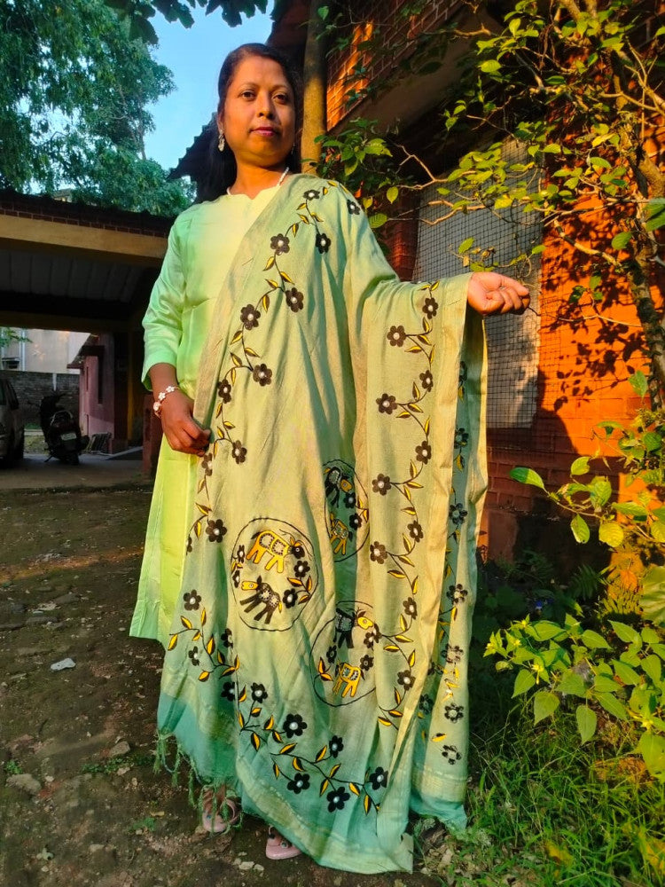 Bhagalpuri Silk Khovar Dupatta Style 7