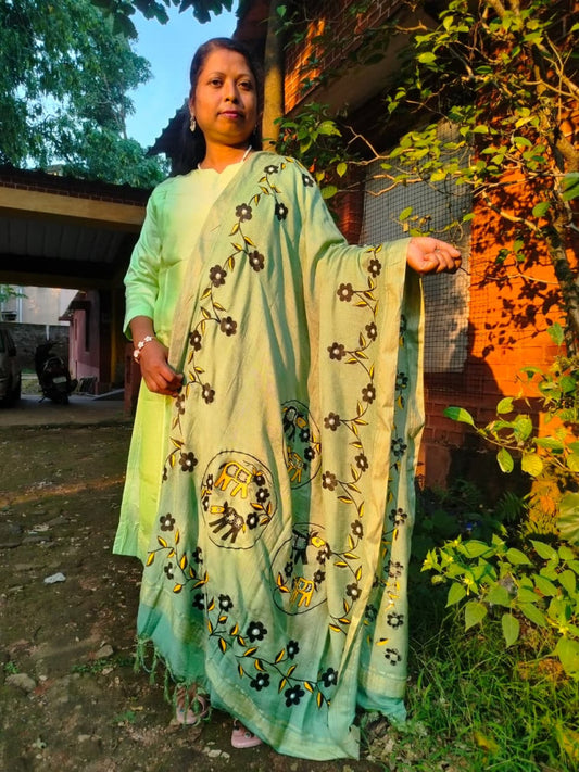 Bhagalpuri Silk Khovar Dupatta Style 7