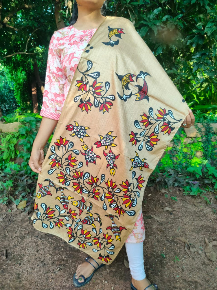 Bhagalpuri Silk Khovar Stole Style 3