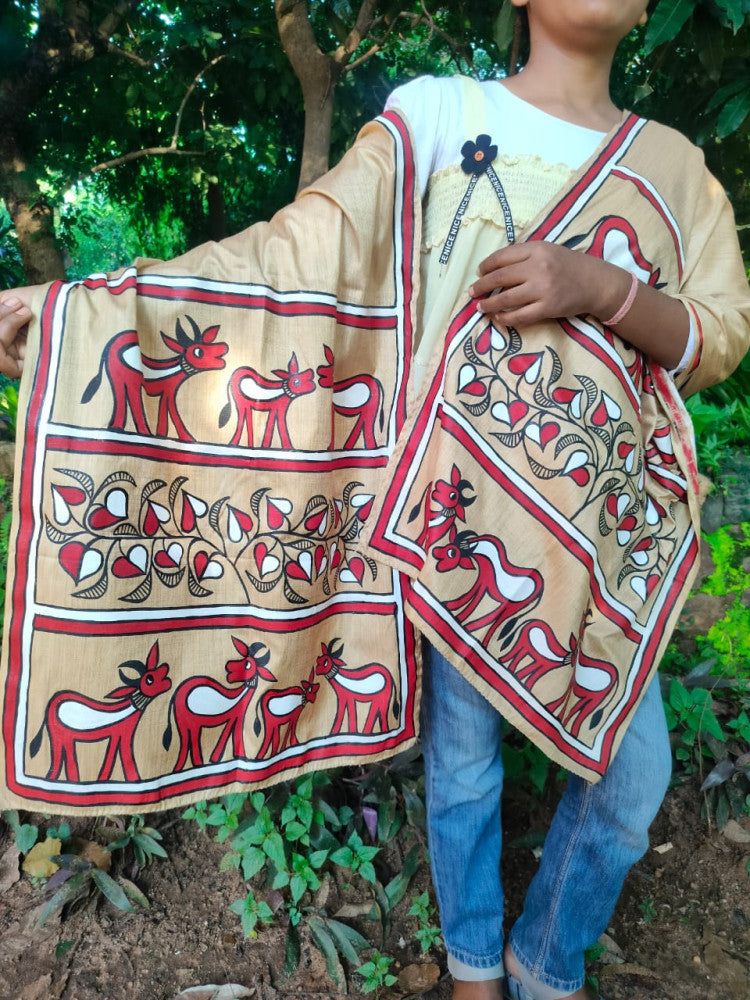 Bhagalpuri Silk Khovar Stole Style 5