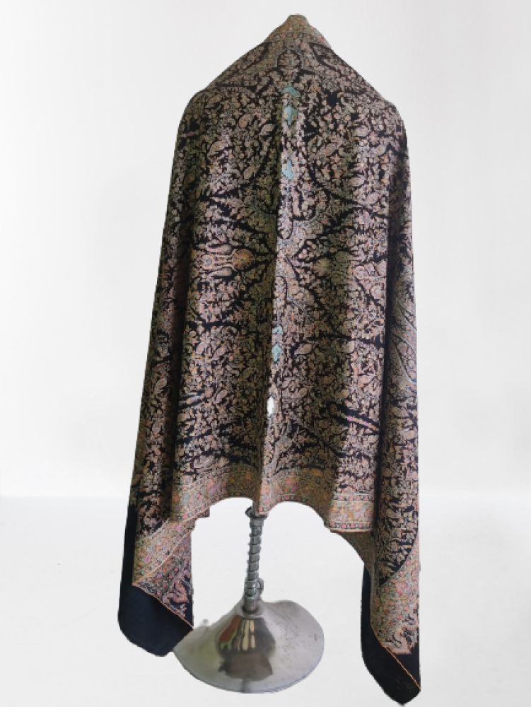 Black & Beige Designer Prints Kani Shawl