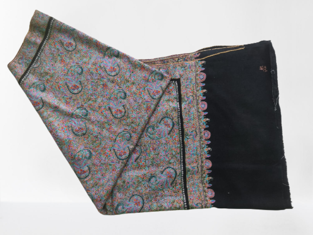 Black & Beige Designer Prints Kani Shawl