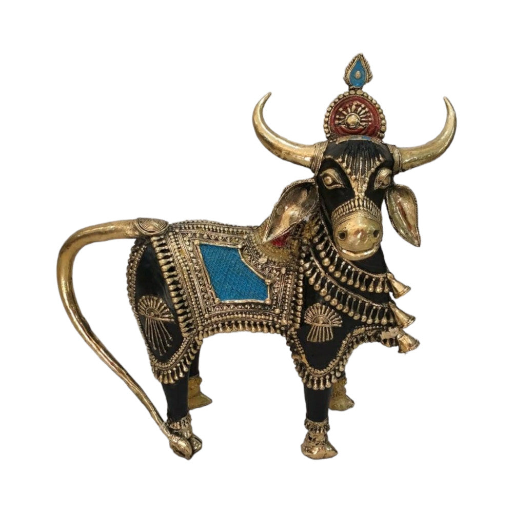 Black Colour Standing Nandi with Golden Horns