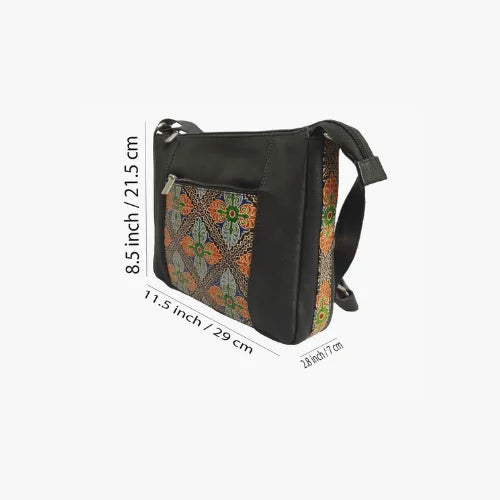 Black Combo Sling Leather Bag