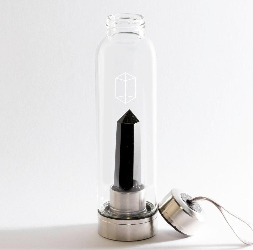 Black Obsidian Crystal Water Bottle
