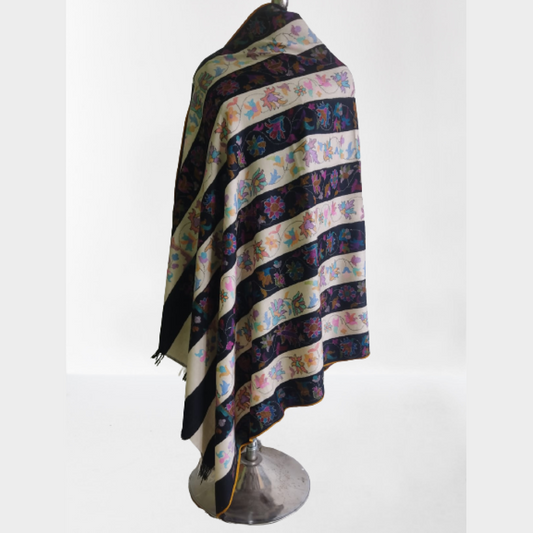 Black & White Stripes Prints Kani Shawl