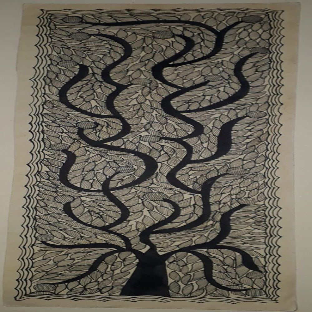 Black & White Tree Madhubani painting