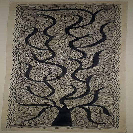 Black & White Tree Madhubani painting