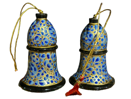 Blue & Gold Floral Christmas Bells