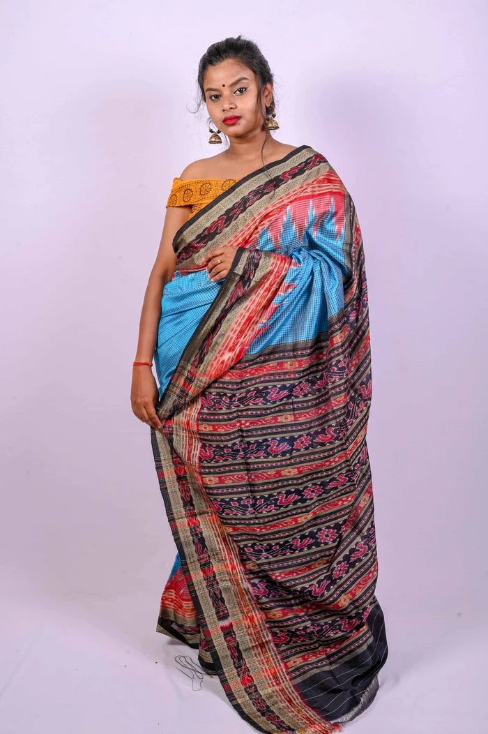 Blue Khandua Sachipar Silk Saree