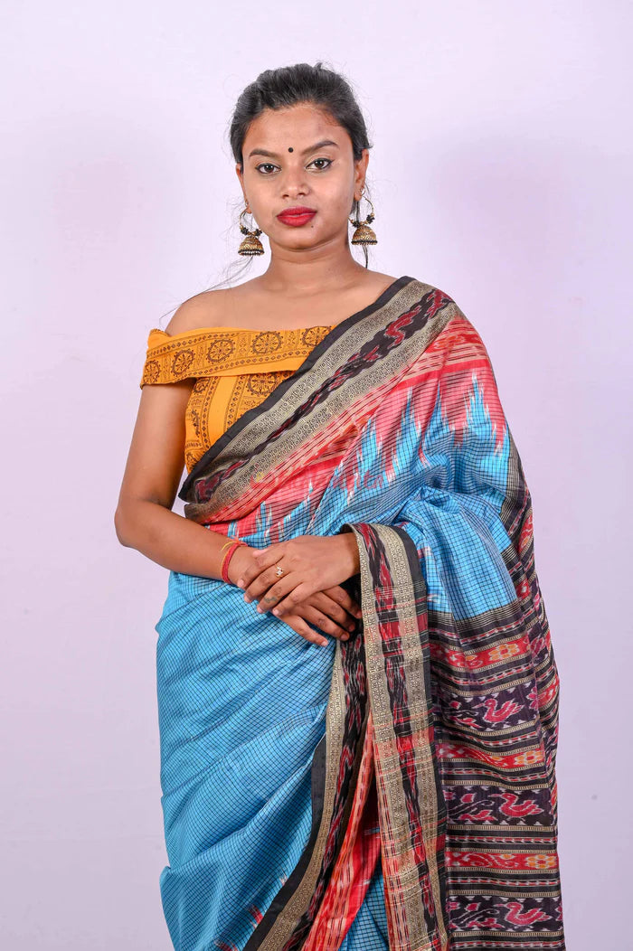 Blue Khandua Sachipar Silk Saree