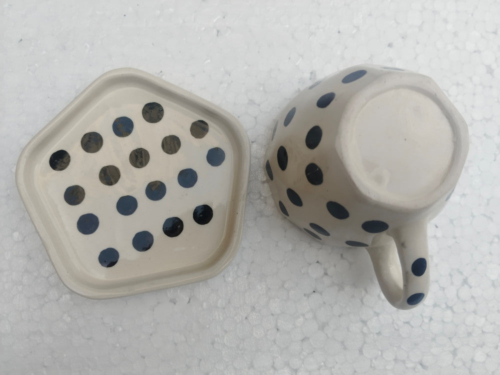 Blue Pottery Beautiful Black Bindu Print Cup Coaster