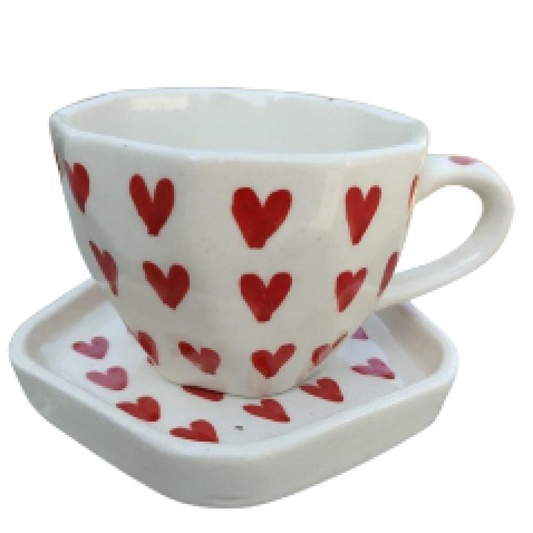 Blue Pottery Beautiful Heart Shape Tea Coster