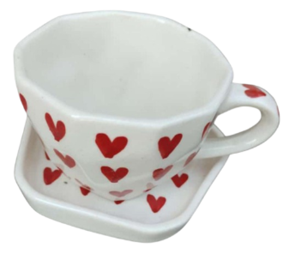 Blue Pottery Beautiful Heart Shape Tea Coster