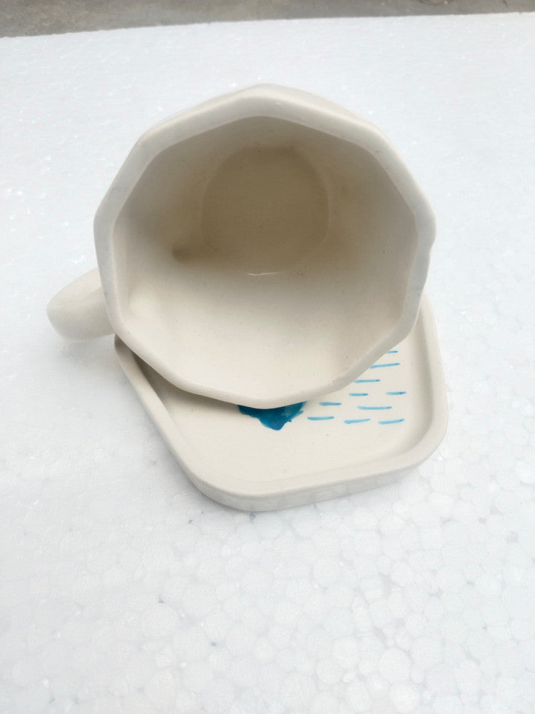 Blue Pottery Beautiful Rain Print Cup Coaster