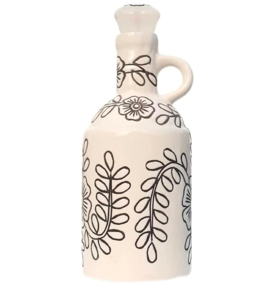Blue Pottery Beautiful White Floral Print Water Bottle
