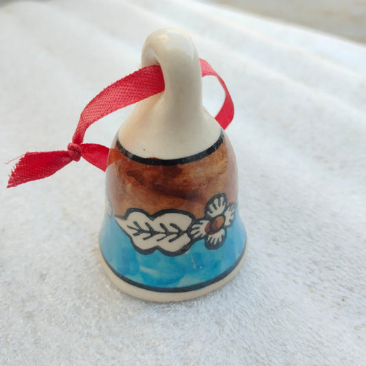 Blue Pottery Hanging Bell Blue 3 Inch