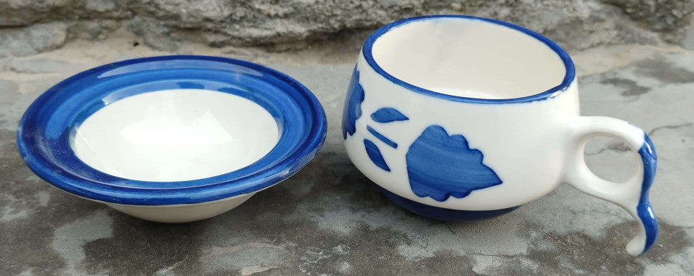Blue Pottery Home Craft 6 Cup And 6 Saucer Set