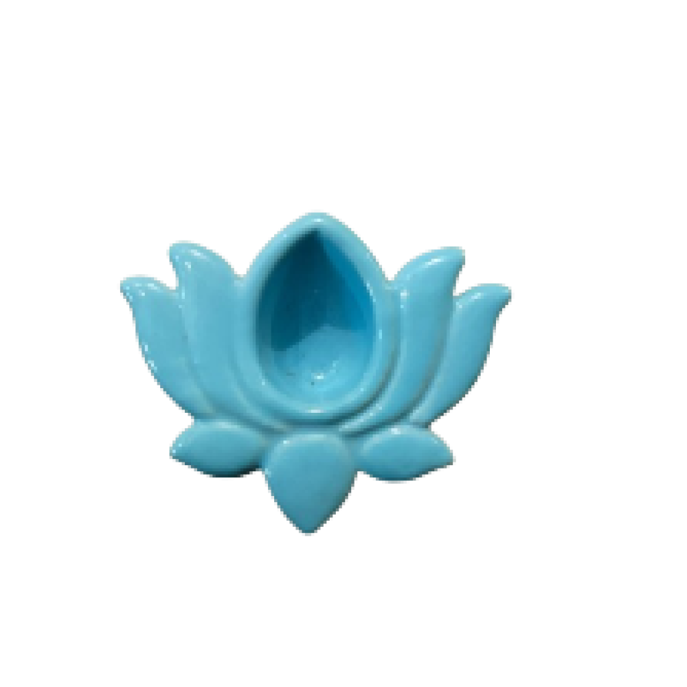 Blue Pottery Lotus Diya Blue