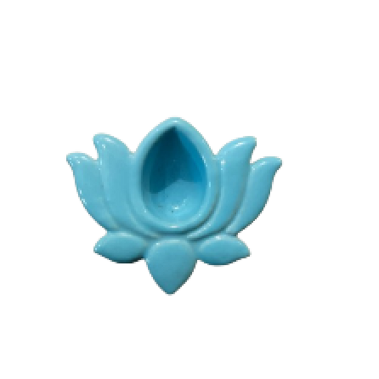 Blue Pottery Lotus Diya Blue