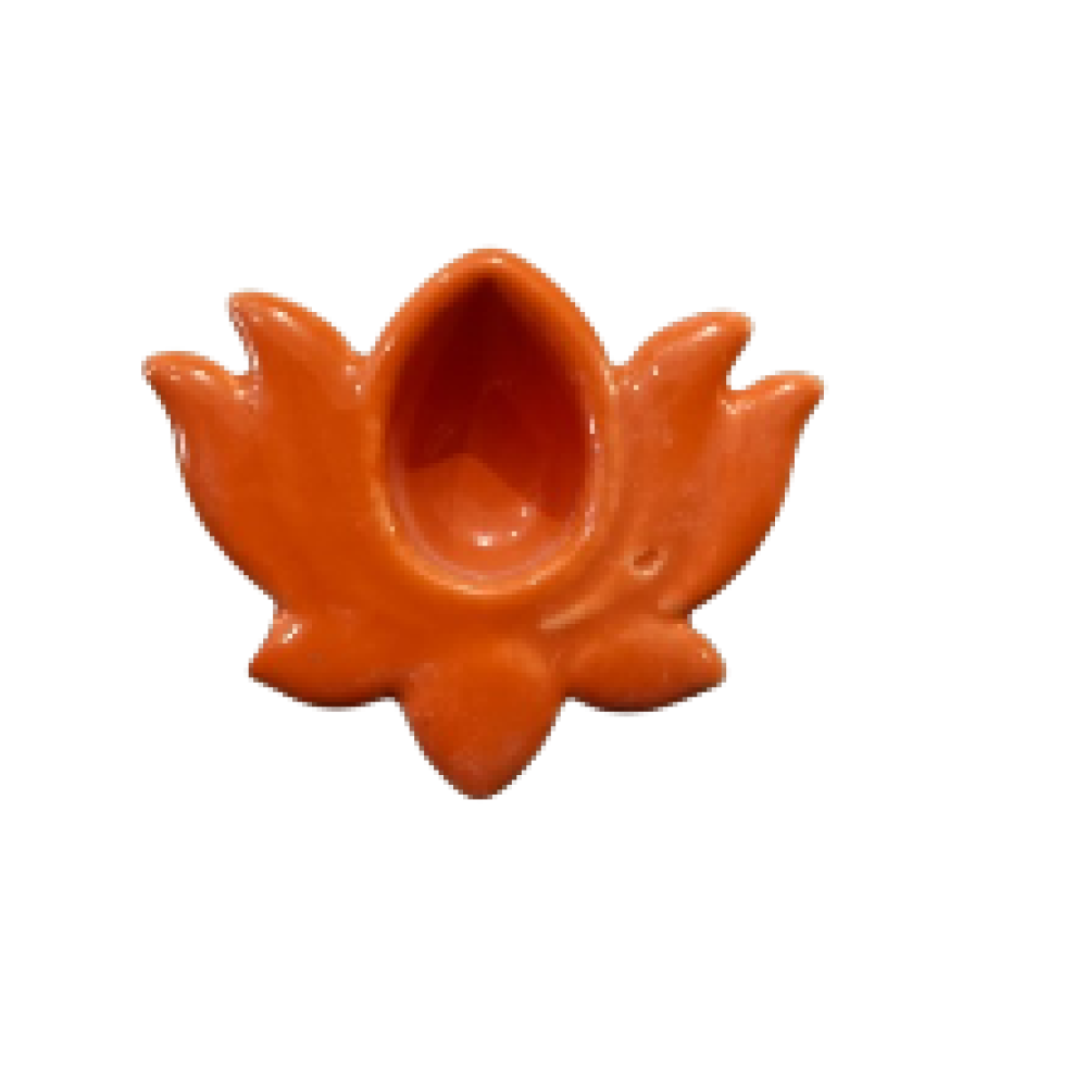 Blue Pottery Lotus Diya Orange
