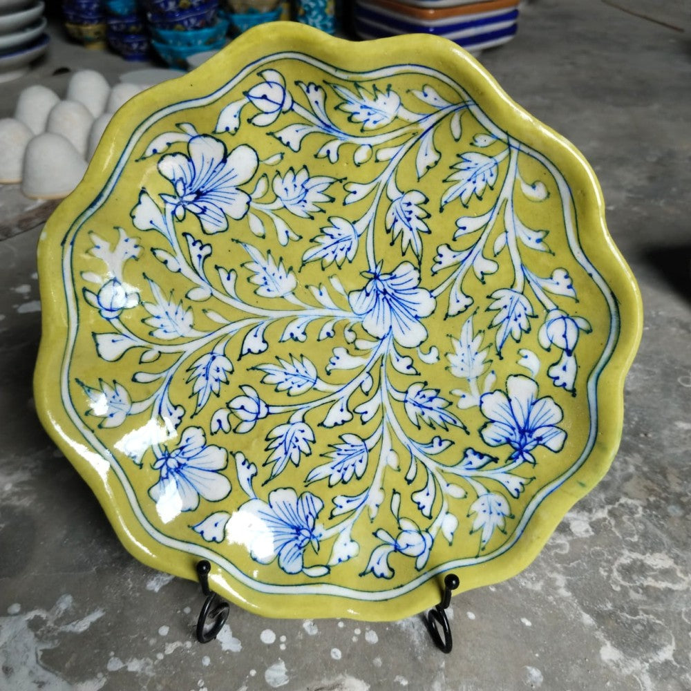 Blue Pottery Lotus Wall Plate 10 inch Style5