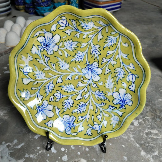 Blue Pottery Lotus Wall Plate 10 inch Style5