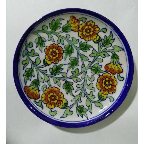 Blue Pottery Of Jaipur Floral Printed Wall Plate