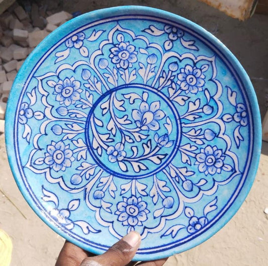 Blue Pottery Wall Hanging Plate 10 inch Style 1