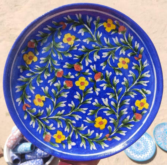 Blue Pottery Wall Hanging Plate 10 inch Style 4