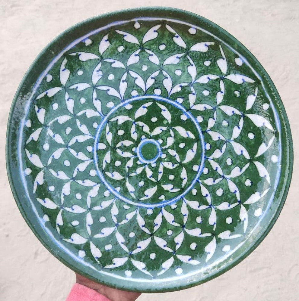 Blue Pottery Wall Hanging Plate 10 inch Style 9