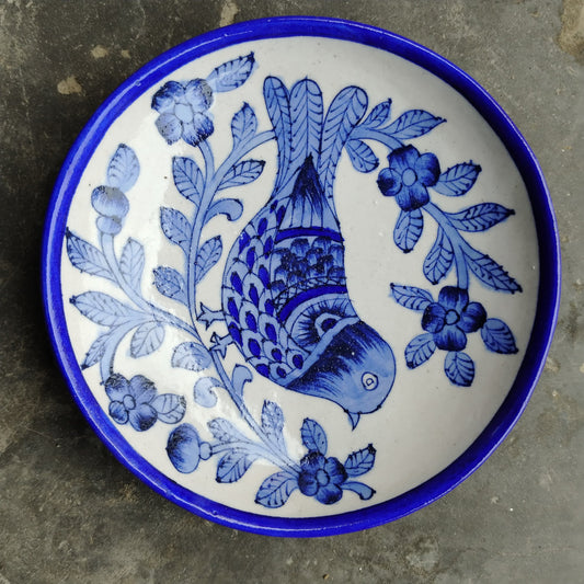 Blue Pottery Wall Hanging Plate 8 inch Style 16