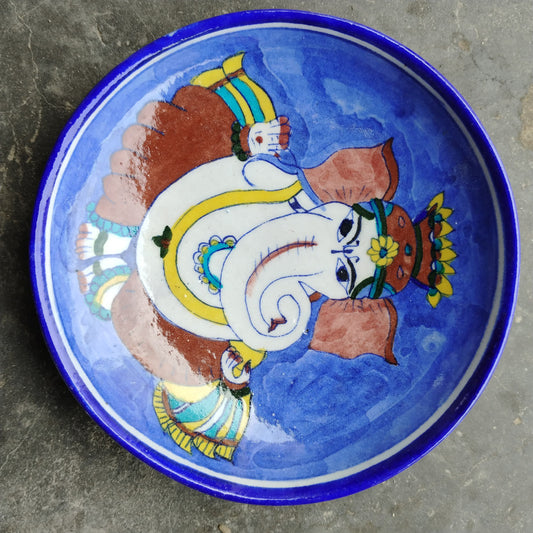 Blue Pottery Wall Hanging Plate 8 inch Style 17