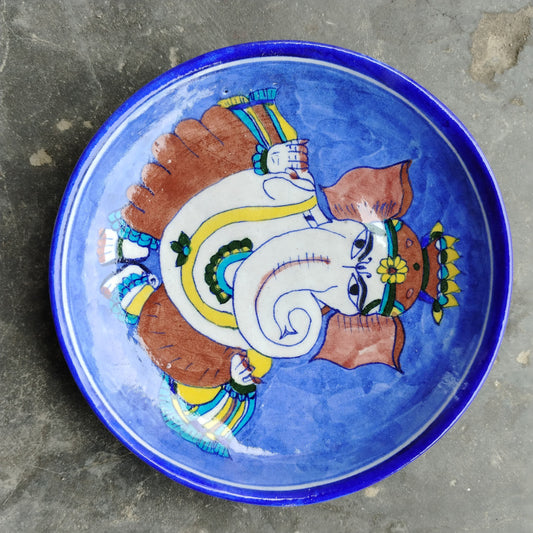 Blue Pottery Wall Hanging Plate 8 inch Style 21