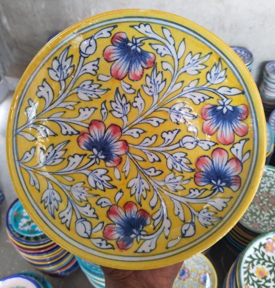 Blue Pottery Wall Hanging Plate 8 inch Style 4