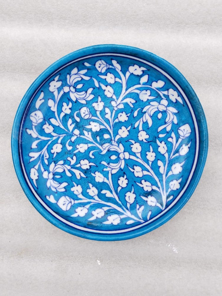 Blue Pottery Wall Hanging Plate 8 inch Style 7